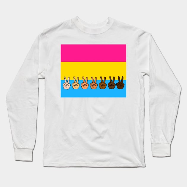 V Sign Hand Pansexual Long Sleeve T-Shirt by Nalidsa